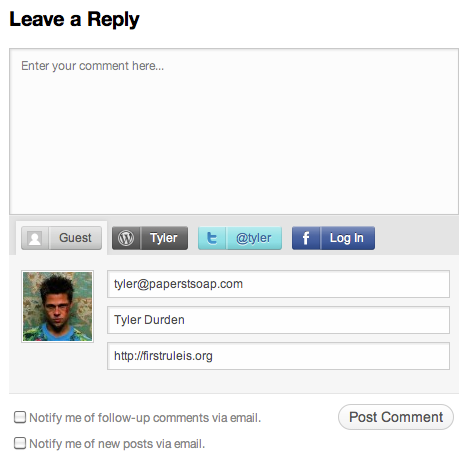 wordpress comments twitter facebook