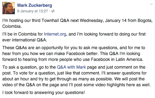 mark zuckerberg colombia